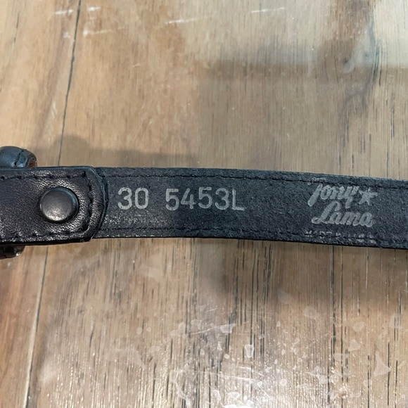 New Western-Style Leather Black Belt with Silvertone Accents main image 4